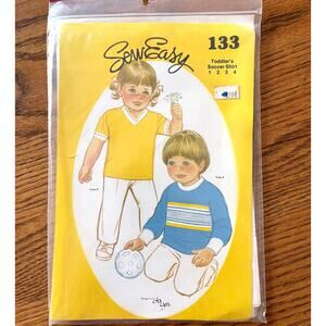 UNCUT Vintage 1980s Sew Easy 133 Sewing Pattern Toddler 1-4 Soccer Shirt